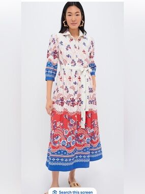 Ro’s Garden Marlene multi print cotton shirt dress size M